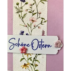 3D Glückwunschkarte zu Ostern Florales Design Flieder, Pink Handgefertigt A6 Hochformat