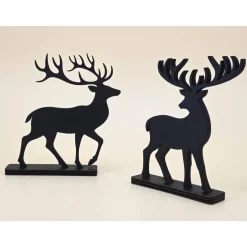 3D Holz Hirsch Rentier Reh schwarz minimalistische Wohndeko moderne Weihnachtsdeko Design Silhouette Skandinavisch