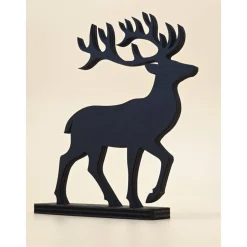 3D Holz Hirsch Rentier Reh schwarz minimalistische Wohndeko moderne Weihnachtsdeko Design Silhouette Skandinavisch