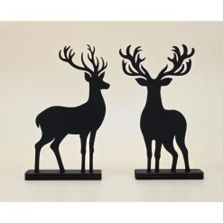 3D Holz Hirsch Rentier Reh schwarz minimalistische Wohndeko moderne Weihnachtsdeko Design Silhouette Skandinavisch