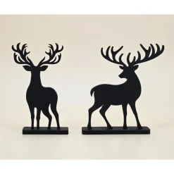3D Holz Hirsch Rentier Reh schwarz minimalistische Wohndeko moderne Weihnachtsdeko Design Silhouette Skandinavisch
