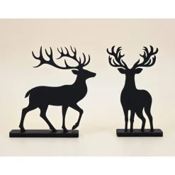3D Holz Hirsch Rentier Reh schwarz minimalistische Wohndeko moderne Weihnachtsdeko Design Silhouette Skandinavisch