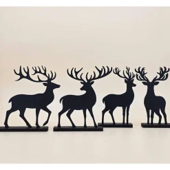 3D Holz Hirsch Rentier Reh schwarz minimalistische Wohndeko moderne Weihnachtsdeko Design Silhouette Skandinavisch