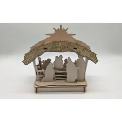 3D Holzkrippe Bausatz aus Balsa-Holz – Lasergeschnittene Weihnachtskrippe DIY zum Selberbauen