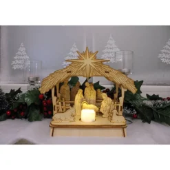 3D Holzkrippe Bausatz aus Balsa-Holz – Lasergeschnittene Weihnachtskrippe DIY zum Selberbauen