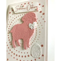 3-D Osterkarte Umschlag "Schöne Ostern" Schäfchen Handarbeit