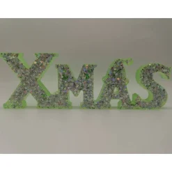3D Schriftzug XMAS Christmas Weihnachten Weihnachtsdekoration aus Resin Epoxidharz verschiedene Varianten Farben handgef