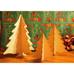 3D Tannenbaum Set aus Balsa-Holz – 3er-Set steckbare Weihnachtsbaum Deko, Laser Cut, skandinavisch