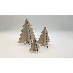 3D Tannenbaum Set aus Balsa-Holz – 3er-Set steckbare Weihnachtsbaum Deko, Laser Cut, skandinavisch