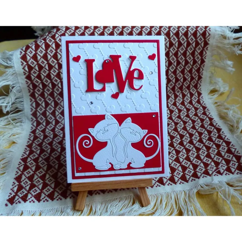 3D Valentinstagkarte,Liebe,Katzenpaar