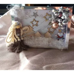 3D Weihnachtsbild mit Makramee-Engel – Einzigartige Weihnachtsdekoration mit Beleuchtung