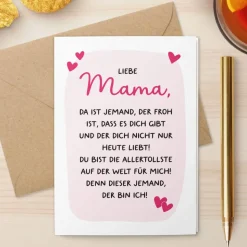 Danke Karte für Mama | Hochwertige Klappkarte mit Umschlag | Liebevolle Botschaft für Muttertag & Geburtstag