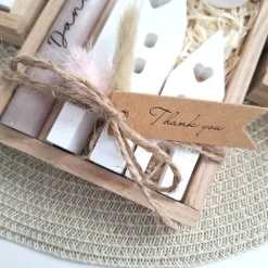 Danke Kerzenset kleines Dankeschön Danke für alles mit Häuser / Lichthäuser Kerzenhalter rund Stabkerze Schriftzug mit H