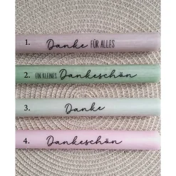 Danke Kerzenset kleines Dankeschön Danke für alles Geschenkset Dekoherz Kerzenhalter rund Stabkerze Schriftzug mit Holzb