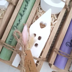 Danke Kerzenset kleines Dankeschön Danke für alles Geschenkset Haus / Lichthaus Kerzenhalter Herz Stabkerze Schriftzug m