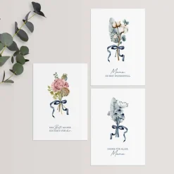 Dankeskarten Set *Mama* / 3 Geschenkkarten für Danksagung, Muttertag und Geburtstag
