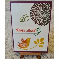 Danksagungskarte " Vielen Dank " Vogel , Blüten , Blätter