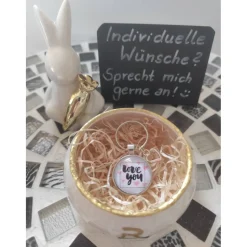 Das etwas andere Osterkörbchen – liebevoll handgemachtes Geschenkset Glas-Cabochon Taschen-/Schlüsselanhänger Ostern