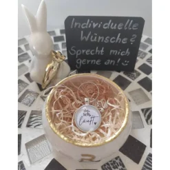 Das etwas andere Osterkörbchen – liebevoll handgemachtes Geschenkset Glas-Cabochon Taschen-/Schlüsselanhänger Ostern