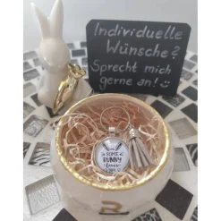 Das etwas andere Osterkörbchen – liebevoll handgemachtes Geschenkset Glas-Cabochon Taschen-/Schlüsselanhänger Ostern