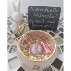 Das etwas andere Osterkörbchen – liebevoll handgemachtes Geschenkset Glas-Cabochon Taschen-/Schlüsselanhänger Ostern