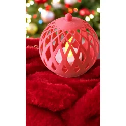 3D-Druck LED Windlicht Kugel – Modernes Rauten-Design – Set oder Einzeln – 10cm, 12,5cm, 15cm –Weißes Stimmungslicht aus