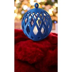 3D-Druck LED Windlicht Kugel – Modernes Rauten-Design – Set oder Einzeln – 10cm, 12,5cm, 15cm –Weißes Stimmungslicht aus