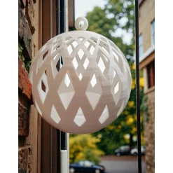 3D-Druck LED Windlicht Kugel – Modernes Rauten-Design – Set oder Einzeln – 10cm, 12,5cm, 15cm –Weißes Stimmungslicht aus