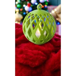 3D-Druck LED Windlicht Kugel – Modernes Rauten-Design – Set oder Einzeln – 10cm, 12,5cm, 15cm –Weißes Stimmungslicht aus