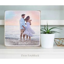 DEIN FOTOBLOCK, Holzblock Holzschild, personalisierbare minimalistische Wanddeko zum Aufhängen oder Hinstellen