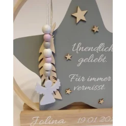 Deko für Sternenkinder | Holzstern für Sternenkind | Erinnerung an verstorbenes Kind | Andenken Fehlgeburt