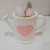 Deko Gießkanne | Keramik | Herz | Blumen | Osterei | Ostern | Frühling