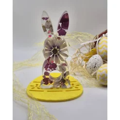 Deko Hase mit echten Blüten Lila