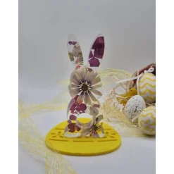 Deko Hase mit echten Blüten Lila