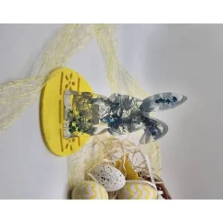 Deko Hase mit echten Blüten hellblau