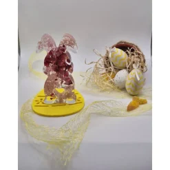 Deko Hase mit echten Blumen Rosa-pink