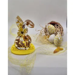 Deko Hase mit echten Blumen Gelb-orange