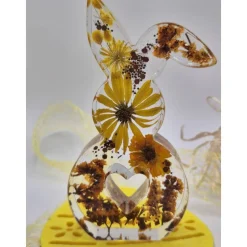 Deko Hase mit echten Blumen Gelb-orange