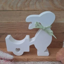 Deko Hase mit Schubkarre für Schokoladeneier ~ Osterhase mit Anhänger für Schokokugeln ~ Ostern