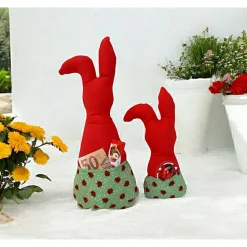 Deko Hasen im 2er Set, Stoffhasen, Osterhasen mit Tasche