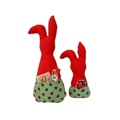 Deko Hasen im 2er Set, Stoffhasen, Osterhasen mit Tasche