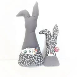 Deko Hasen im 2er Set, Stoffhasen, Osterhasen mit Tasche