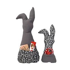 Deko Hasen im 2er Set, Stoffhasen, Osterhasen mit Tasche