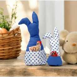 Deko Hasen im 2er Set, Stoffhasen, Osterhasen mit Tasche