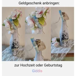 Deko Sekt-Flasche  gekalkt im Vintagelook