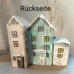 Deko Winterhäuser, Holz & bemalt