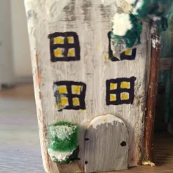 Deko Winterhäuser, Holz & bemalt