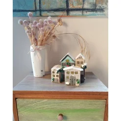 Deko Winterhäuser, Holz & bemalt