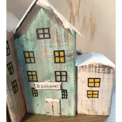 Deko Winterhäuser, Holz & bemalt