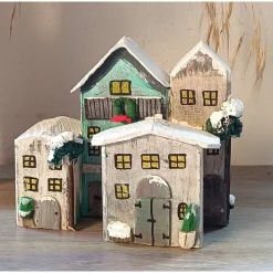 Deko Winterhäuser, Holz & bemalt